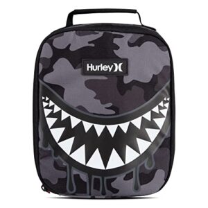 hurley unisex-adults one and only insulated lunch tote bag, grey camo shark, o/s