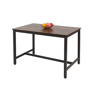 coral flower kitchen table for 4 people, heavy duty metal frame, industrial style, for living, dining room, rustic brown.