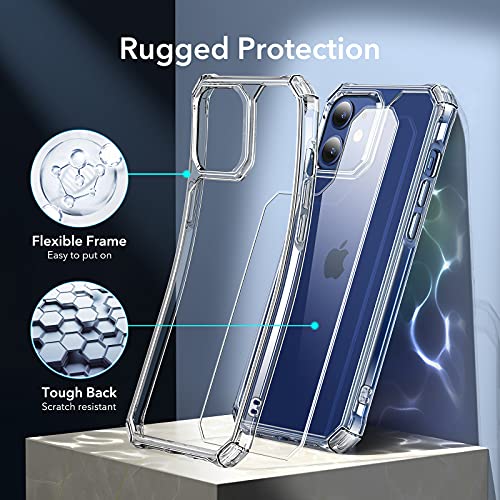 ESR Air Armor Compatible with iPhone 12 Mini Case [Military-Grade Drop Protection][Shock-Absorbing Corners] [Anti-Yellowing Hard Back] [Scratch Resistant] [Flexible Frame] 5.4", Crystal Clear