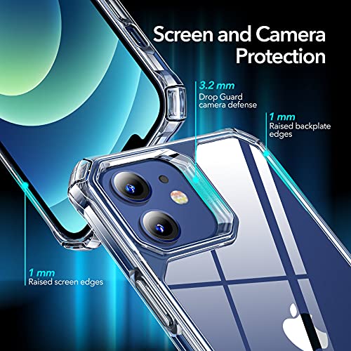 ESR Air Armor Compatible with iPhone 12 Mini Case [Military-Grade Drop Protection][Shock-Absorbing Corners] [Anti-Yellowing Hard Back] [Scratch Resistant] [Flexible Frame] 5.4", Crystal Clear