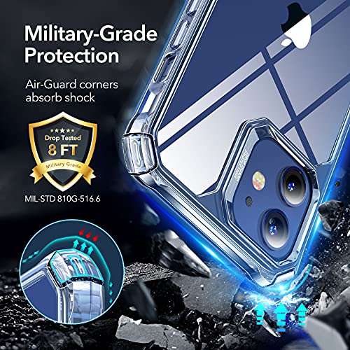 ESR Air Armor Compatible with iPhone 12 Mini Case [Military-Grade Drop Protection][Shock-Absorbing Corners] [Anti-Yellowing Hard Back] [Scratch Resistant] [Flexible Frame] 5.4", Crystal Clear