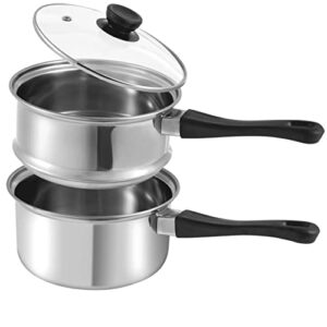 la patisserie 1.5 quart double boiler w/ 4 chocolate molds - 3 piece stainless steel double boiler pot for melting chocolate, candle making, soap melting and wax melting…