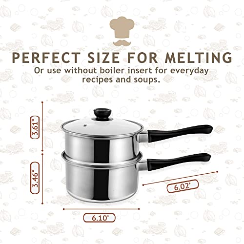 La Patisserie 1.5 Quart Double Boiler w/ 4 Chocolate Molds - 3 Piece Stainless Steel Double Boiler Pot for Melting Chocolate, Candle Making, Soap Melting and Wax Melting…