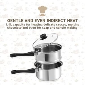 La Patisserie 1.5 Quart Double Boiler w/ 4 Chocolate Molds - 3 Piece Stainless Steel Double Boiler Pot for Melting Chocolate, Candle Making, Soap Melting and Wax Melting…