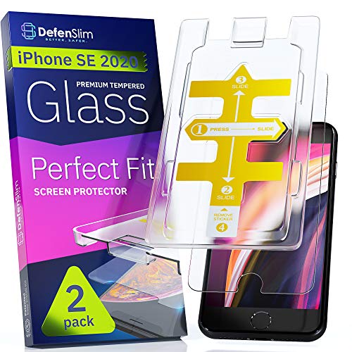 Defenslim iPhone SE 3 / SE 2 (2022/2020) Screen Protector [2-Pack] with Easy Auto-Align Install Kit - Tempered Glass for iPhone SE 3rd & 2nd generation (4,7") - New Glass with Your Next Phone