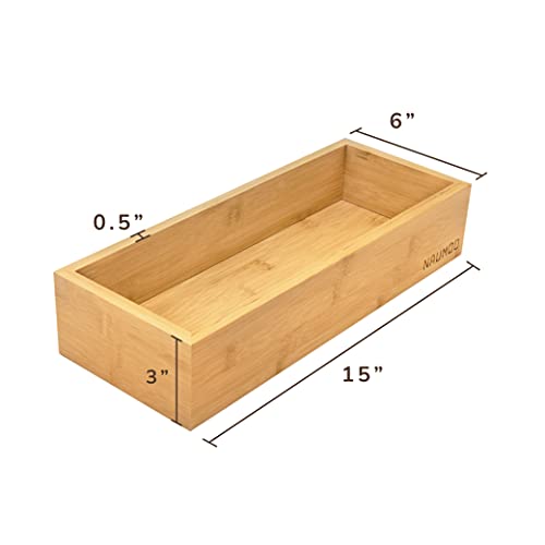 NAUMOO Natural Bamboo Bathroom Tray - Slip-Resistant Wooden Basket for Toilet Tank Top and Counter - Home Decor Wood Box for Toilet Paper Storage - Towel Holder for Guest