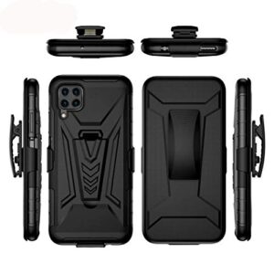 for huawei p40 lite (jny-l21a jny-lx1 jny-l01a jny-l02a), case + tempered glass sceeen protector, anti-slip shockproof rugged belt clip holster heavy duty hybrid tough armor case w/h kickstand stand