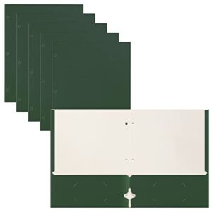 two pocket portfolio folders, 50-pack, dark green, letter size paper folders, by better office products, 50 pieces, hunter green