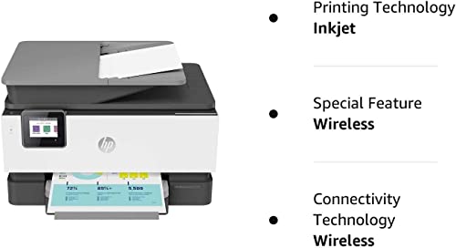 HP OfficeJet Pro 9018 All-in-One Wireless Printer with Smart Home Office Productivity & Inkjet, Color Printing, Scanner, Fax & Photo Copier, Touchscreen Panel, 3UK84A (Renewed)