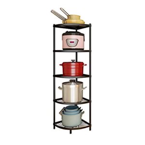 zaniyo kitchen corner shelf rack, multi-layer pot rack storage organizer stainless steel shelves shelf holder (5 tier)