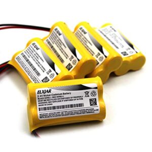 elxjar (5-pack) 2.4v 600mah battery replacement exit sign emergency light exitronix 10010036 lithonia 10010034 interstate nic1394 bel-179