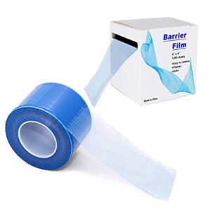 Barrier Film with Dispenser Box, Blue Tape Disposable Protective PE Film Barrier for Dental and Tattoo, 4 inches x 6 inches 1200 Sheets