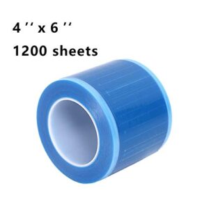Barrier Film with Dispenser Box, Blue Tape Disposable Protective PE Film Barrier for Dental and Tattoo, 4 inches x 6 inches 1200 Sheets