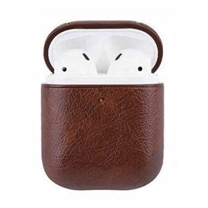 Victory Furrier AirPods Case Cover for AirPod Premium Leather with Keychain Shockproof Protecting & Supports Wireless Charging, (Dark Brown)