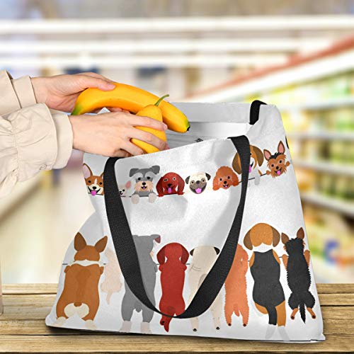 visesunny Women's Large Canvas Tote Shoulder Bag Standing Small Dog Top Storage Handle Shopping Bag Casual Reusable Tote Bag for Beach,Travel,Groceries,Books