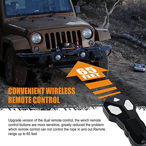 ZESUPER 9500 lbs Electric Winch Kit Waterproof IP67 Electric Winch with Hawse Fairlead, with Both Wireless Handheld Remote and Corded Control Recovery (9500-Rope)