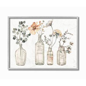 stupell industries antique floral bouquets flowers glass jar painting grey framed 11 x 14