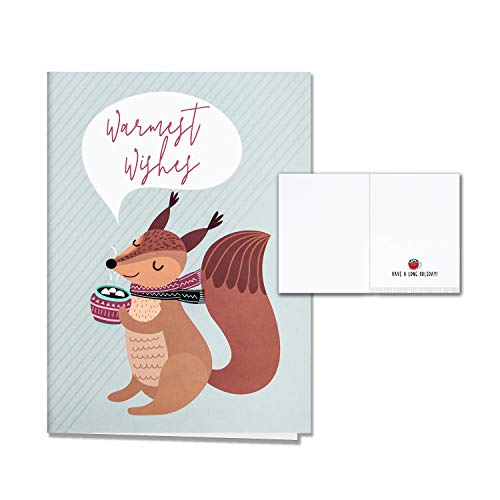 HERZOME 48 Pack Christmas Winter Holiday Greeting Cards With Envelopes and Stickers, 8 Pattern Woodland Animals Holiday Xmas Cards