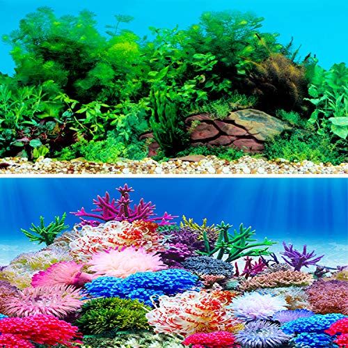 LENDAWAY New Undersea Coral, Seaweed Background Aquarium Background Decoration 25 x 15（inch）