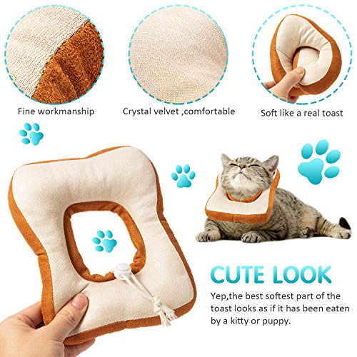 Frienda 2 Pieces Adjustable Cat E-Collar Cat Elizabeth Collar Cute Toast Neck Cone Collar Adjustable Cat Cone Collar with Soft Edge for Kitten and Cats