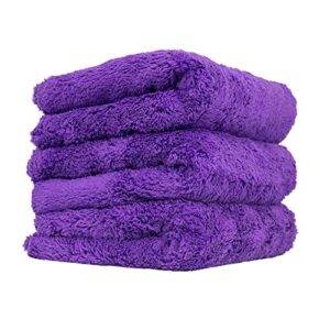 chemical guys mic34803 happy ending ultra plush edgeless microfiber towel, purple (16" x 16")
