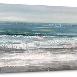 Yihui Arts Large Living Room Wall Arts Hand Painted Modern Abstract Seascape Canvas Oil Painting Ocean Beach Coastal Picture Artwork for Home Decor