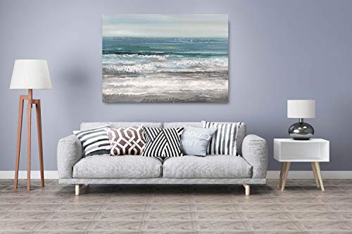 Yihui Arts Large Living Room Wall Arts Hand Painted Modern Abstract Seascape Canvas Oil Painting Ocean Beach Coastal Picture Artwork for Home Decor