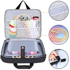 LLYWCM Embroidery Project Bag - Multifunctional Embroidery Kits Storage Bag for Embroidery Floss and Crochet Hooks Sewing Accessories (Bag Only) (Black)