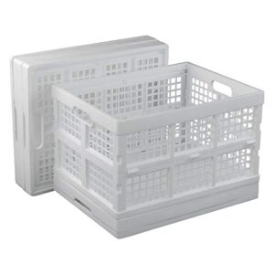 sosody 34 l large collapsible plastic storage crates, folding storage baskets stackable, white, 4 packs