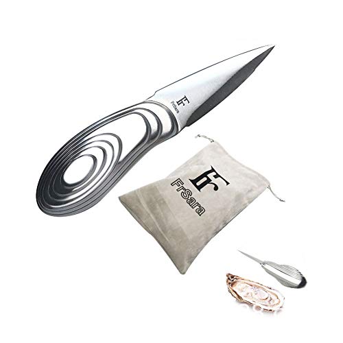 FrSara Oyster Shucking Knife, Oyster Shucker, Ergonomic Three-Dimensional Oyster Shaped Handle, Strong Grip. Any Oyster and Other Shellfish Can be Opened Easily. Comes with Flannel Storage Bag.