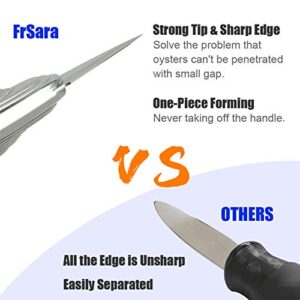 FrSara Oyster Shucking Knife, Oyster Shucker, Ergonomic Three-Dimensional Oyster Shaped Handle, Strong Grip. Any Oyster and Other Shellfish Can be Opened Easily. Comes with Flannel Storage Bag.