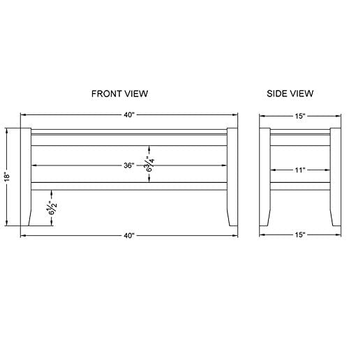 Alaterre Furniture Newport 40" Wood Bench with Rush Seat