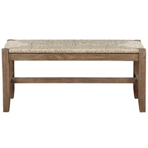 Alaterre Furniture Newport 40" Wood Bench with Rush Seat