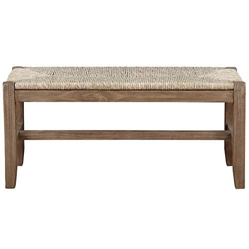 Alaterre Furniture Newport 40" Wood Bench with Rush Seat
