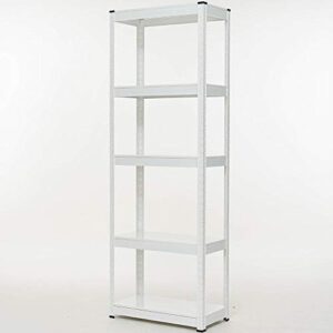 lomani 5-shelf adjustable utility shelf, storage rack, organizer shelf, 5-tier storage shelf, book shelf-white