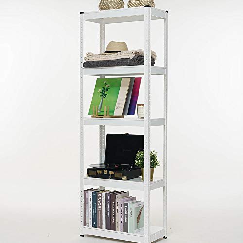 Lomani 5-Shelf Adjustable Utility Shelf, Storage Rack, Organizer Shelf, 5-Tier Storage Shelf, Book Shelf-White