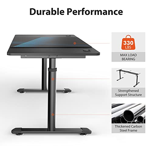 EUREKA ERGONOMIC 60 Inch Manual Height Adjustable Computer Gaming Desk, Large Home Office Standing Table Workstation for 3 Monitors with Free Mouse Pad for Home Office Gaming,Black