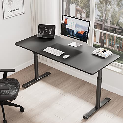 EUREKA ERGONOMIC 60 Inch Manual Height Adjustable Computer Gaming Desk, Large Home Office Standing Table Workstation for 3 Monitors with Free Mouse Pad for Home Office Gaming,Black