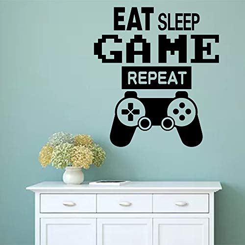 Gamer Wall Decals for Boys Kids Controller Eat Sleep Game Wall Decor Wall Stickers Playroom Bedroom Decoration for Gaming Fan and Video Gamer