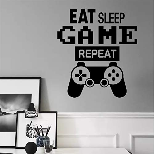 Gamer Wall Decals for Boys Kids Controller Eat Sleep Game Wall Decor Wall Stickers Playroom Bedroom Decoration for Gaming Fan and Video Gamer