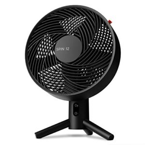 sharper image spin 12 oscillating desktop fan with 3 speeds, small, black