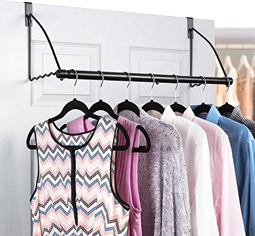 HOLDN’ STORAGE Over The Door Hanger - Door Rack Hangers for Clothes - Bathroom Over Door Hanger for Hanging Clothes & Towels - Over The Door Clothes Drying Rack, Black