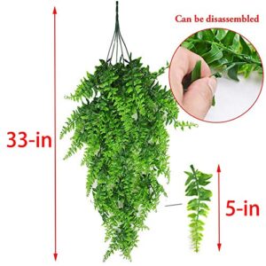 PINVNBY Reptile Plants Hanging Fake Vines Boston Climbing Terrarium Plant with Suction Cup for Bearded Dragons Lizards Geckos Snake Pets Hermit Crab and Tank Habitat Decorations (2 Pack)