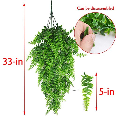 PINVNBY Reptile Plants Hanging Fake Vines Boston Climbing Terrarium Plant with Suction Cup for Bearded Dragons Lizards Geckos Snake Pets Hermit Crab and Tank Habitat Decorations (2 Pack)