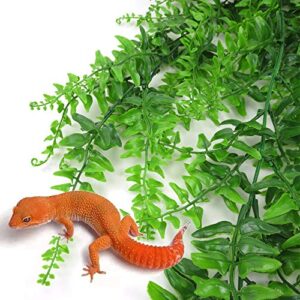 PINVNBY Reptile Plants Hanging Fake Vines Boston Climbing Terrarium Plant with Suction Cup for Bearded Dragons Lizards Geckos Snake Pets Hermit Crab and Tank Habitat Decorations (2 Pack)