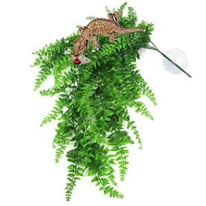 PINVNBY Reptile Plants Hanging Fake Vines Boston Climbing Terrarium Plant with Suction Cup for Bearded Dragons Lizards Geckos Snake Pets Hermit Crab and Tank Habitat Decorations (2 Pack)