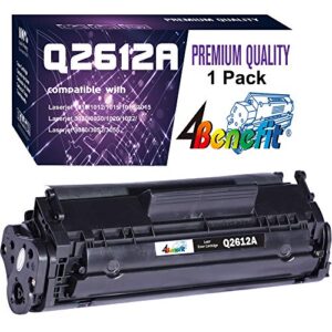 4benefit compatible 12a 2612a q2612a toner cartridge used for hp laserjet laserjet pro 1010 1012 1018 1020 1022 1022n 3015 3030 3050 3052 3055 m1319f printer (1-pack, black)