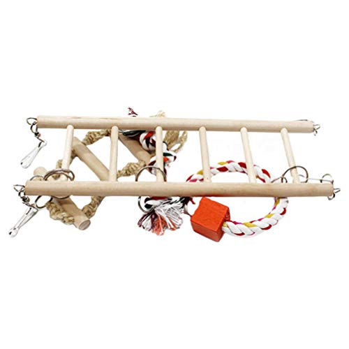 POPETPOP Hamster Suspension Bridge - Rat Toys Ladder - Pet Hanging Hammock Wooden Swing Cage Toy for Small Animal