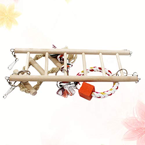 POPETPOP Hamster Suspension Bridge - Rat Toys Ladder - Pet Hanging Hammock Wooden Swing Cage Toy for Small Animal