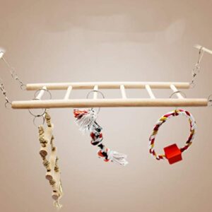 POPETPOP Hamster Suspension Bridge - Rat Toys Ladder - Pet Hanging Hammock Wooden Swing Cage Toy for Small Animal